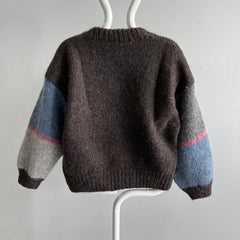 1980s Home? Knit Bell Sleeve Color Block Sweater - WOW