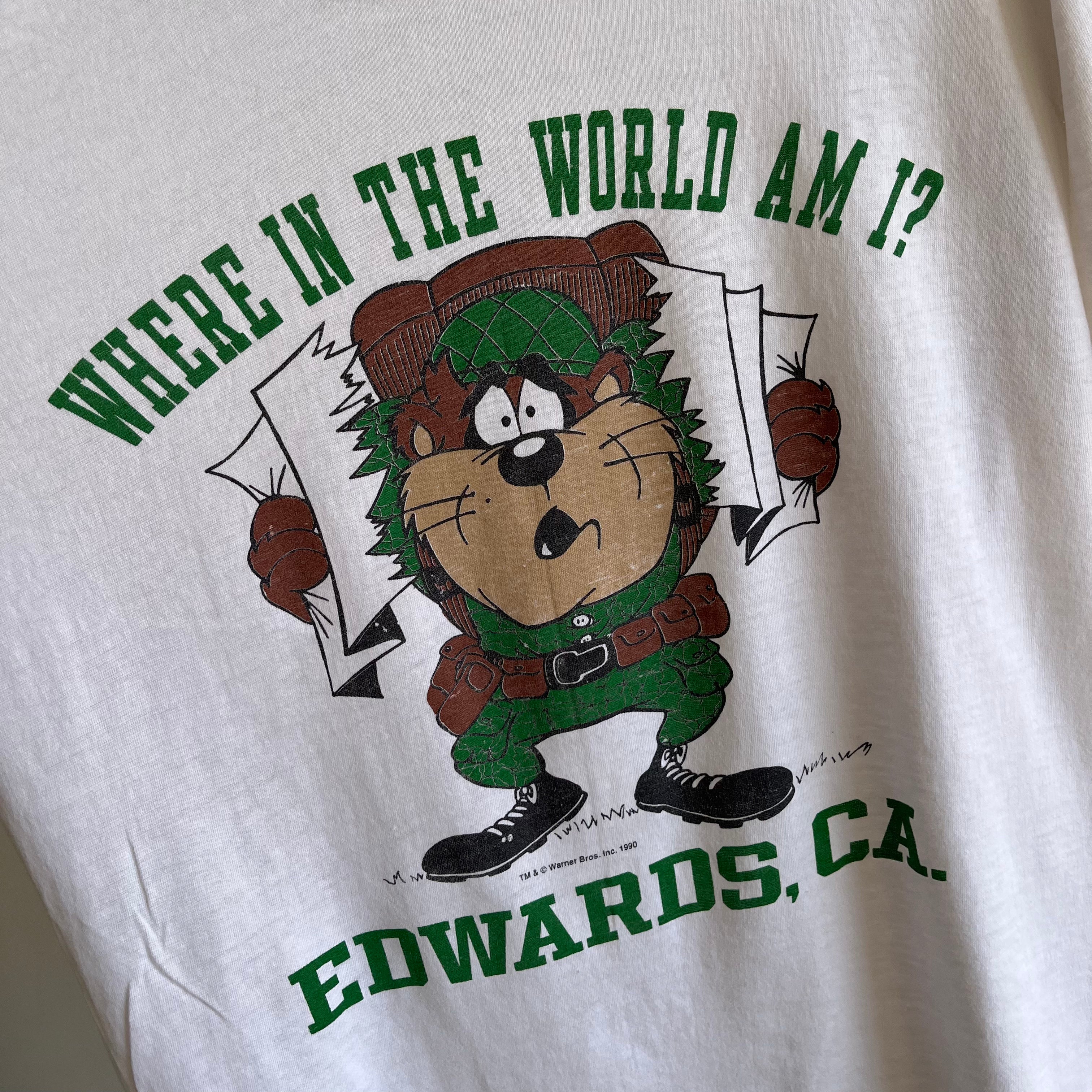 1990 Taz - Where in The World Am I? - Edwards, CA - T-Shirt