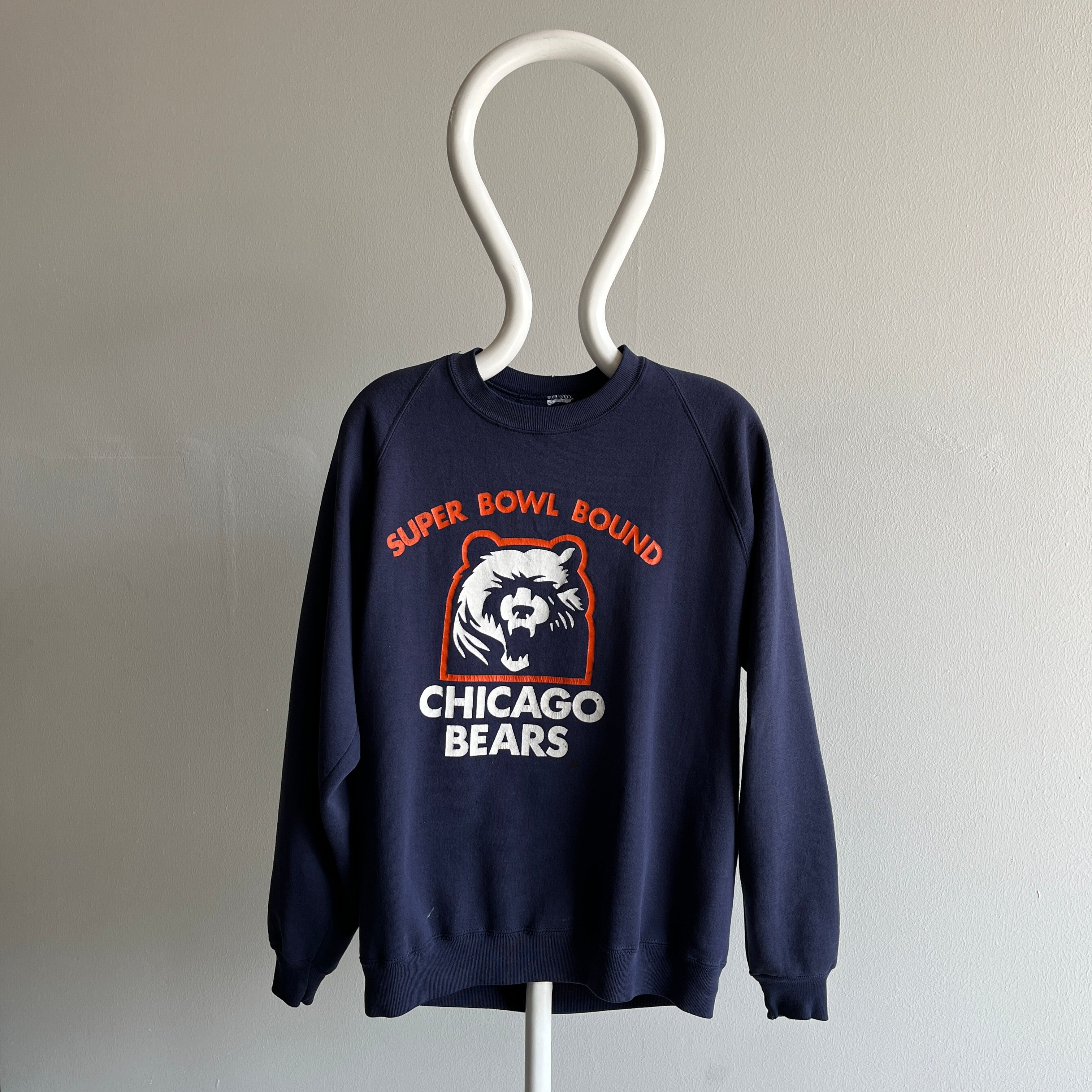 Vintage 90's Chicago Bears Crewneck White Sweatshirt Size 