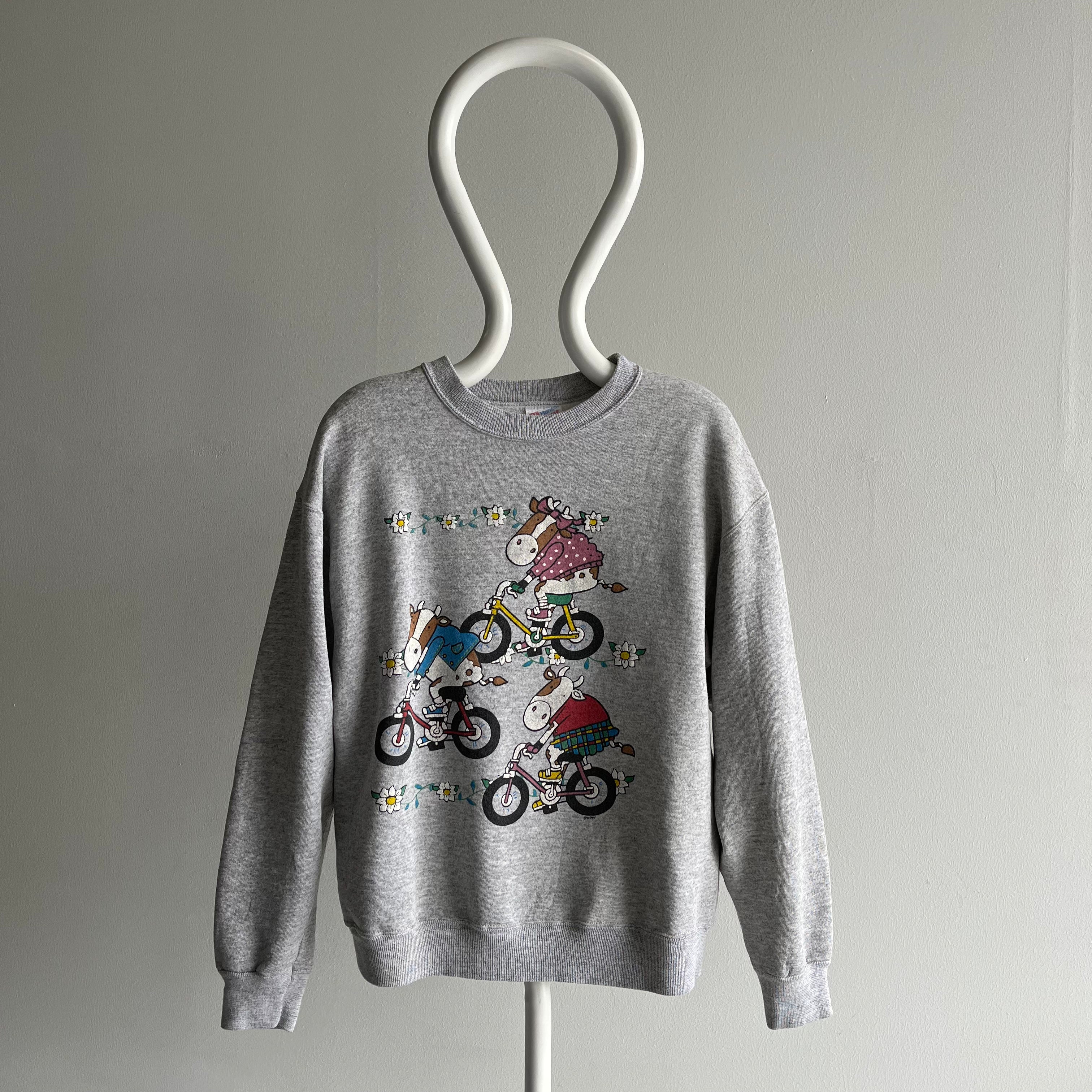 1994 Hipster Cows on Bikes Sweatshirt