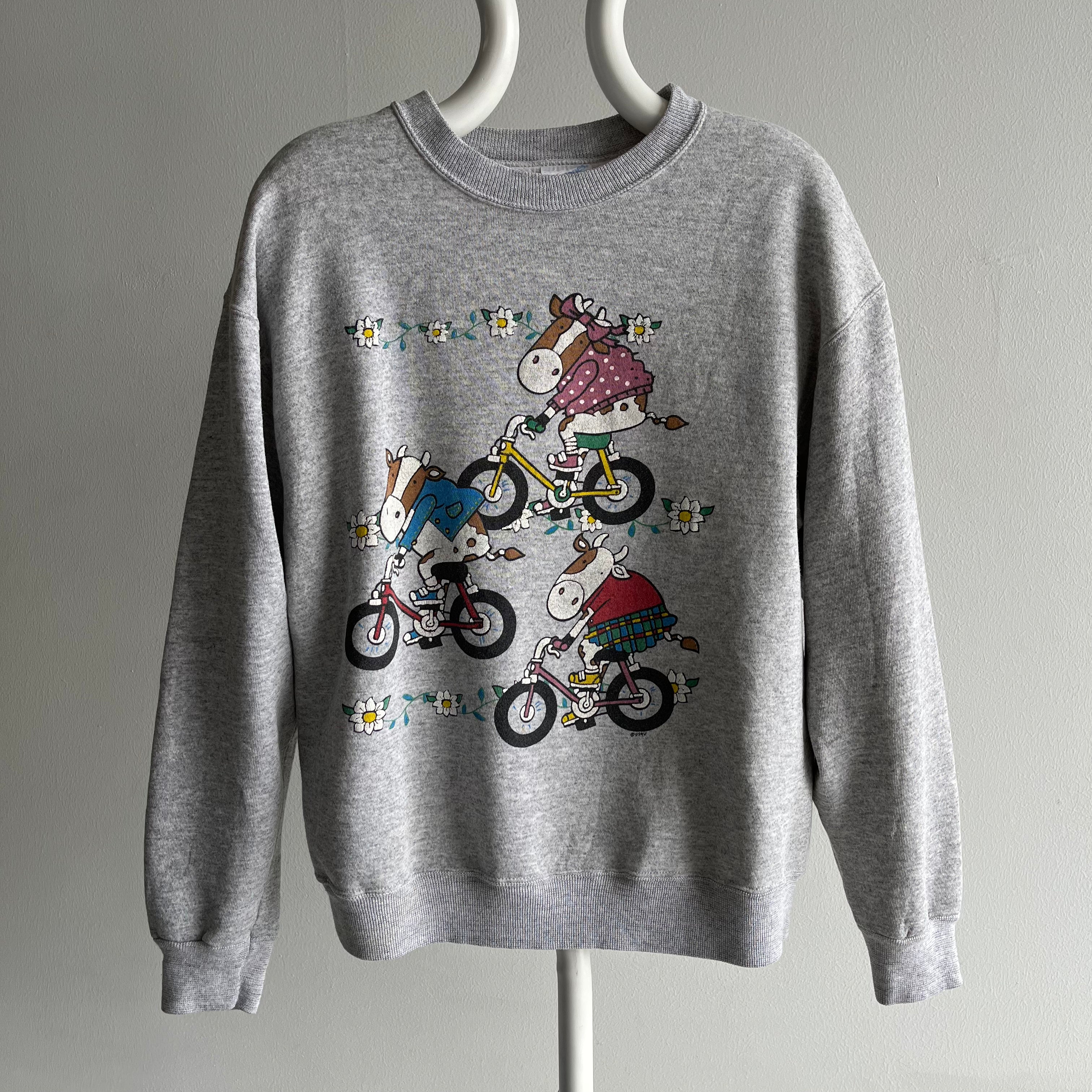 1994 Hipster Cows on Bikes Sweatshirt