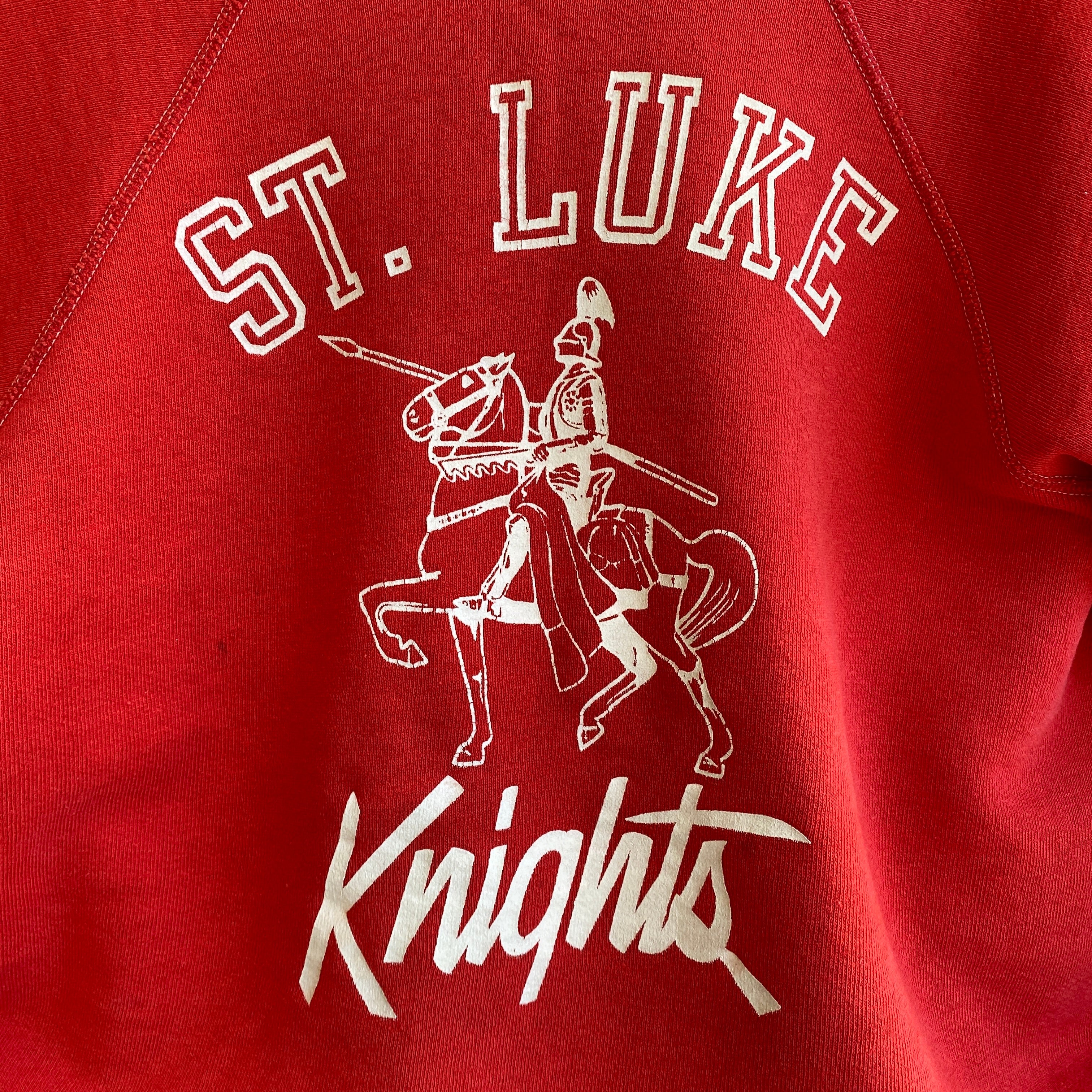 1960s HANESPORT!!! St. Luke Knigts Smaller Sized 100% AMERICAN COTTON Sweatshirt!!!