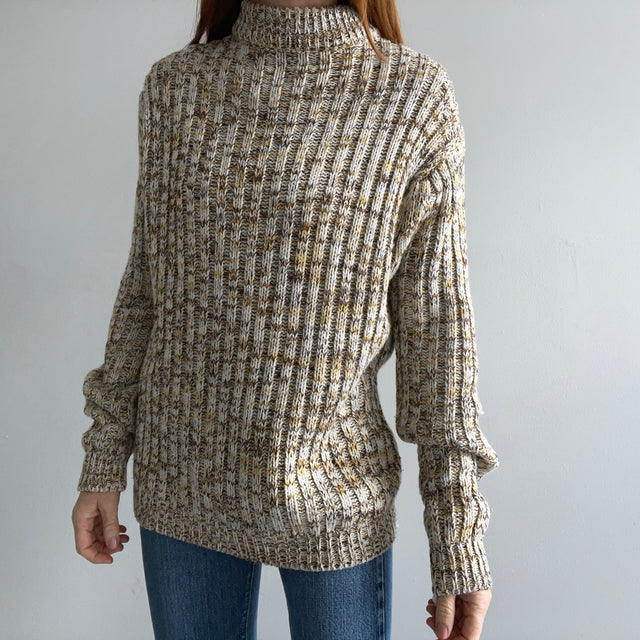 1970s Mock Neck Slouchy Acrlyic Knit Sweater