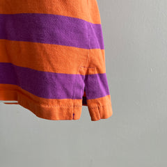 1990s Boxy Striped Orange and Purple Blank Pocket T-Shirt