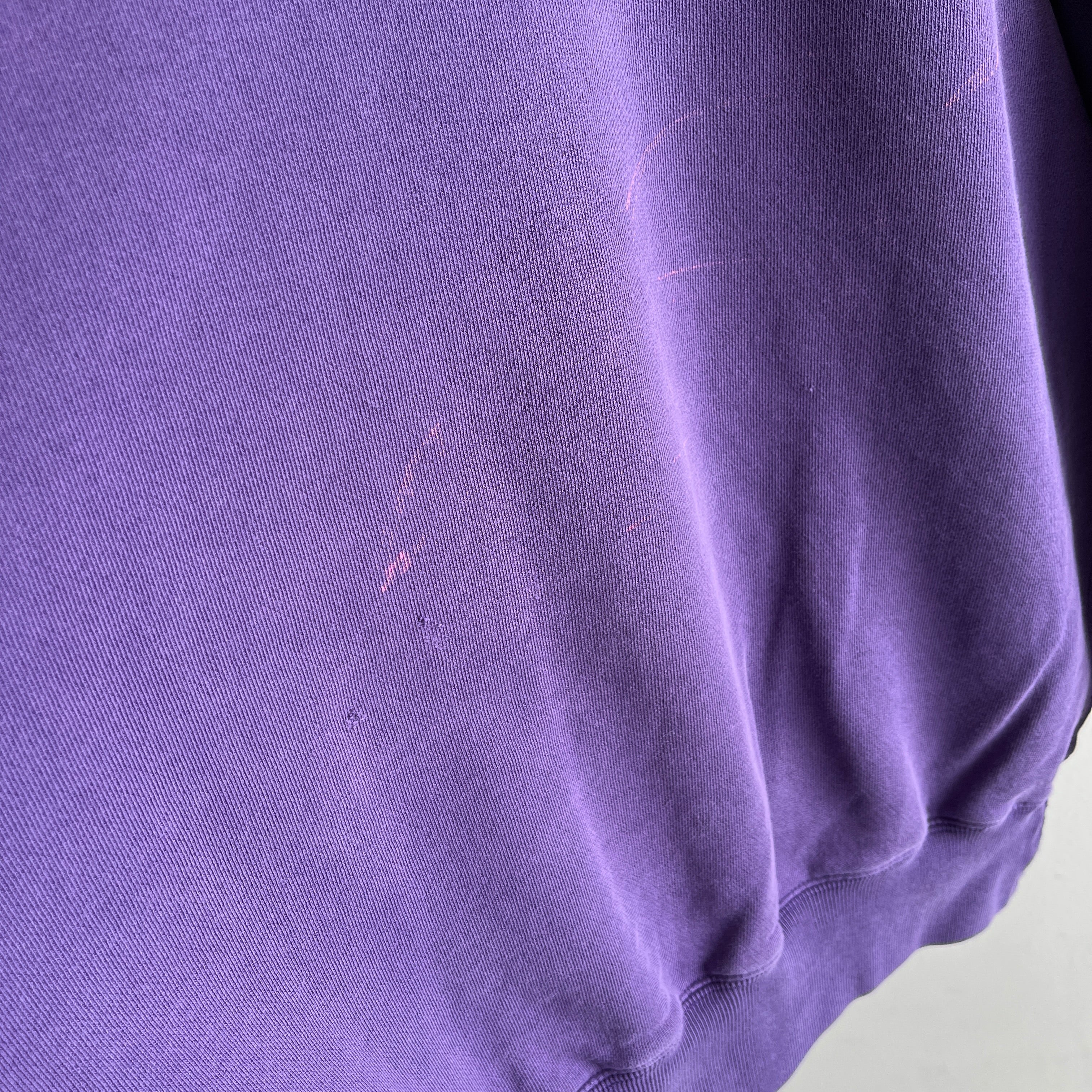 1990s Thrashed and Beat Up Soft Purple Raglan by Ralph Lauren / Polo