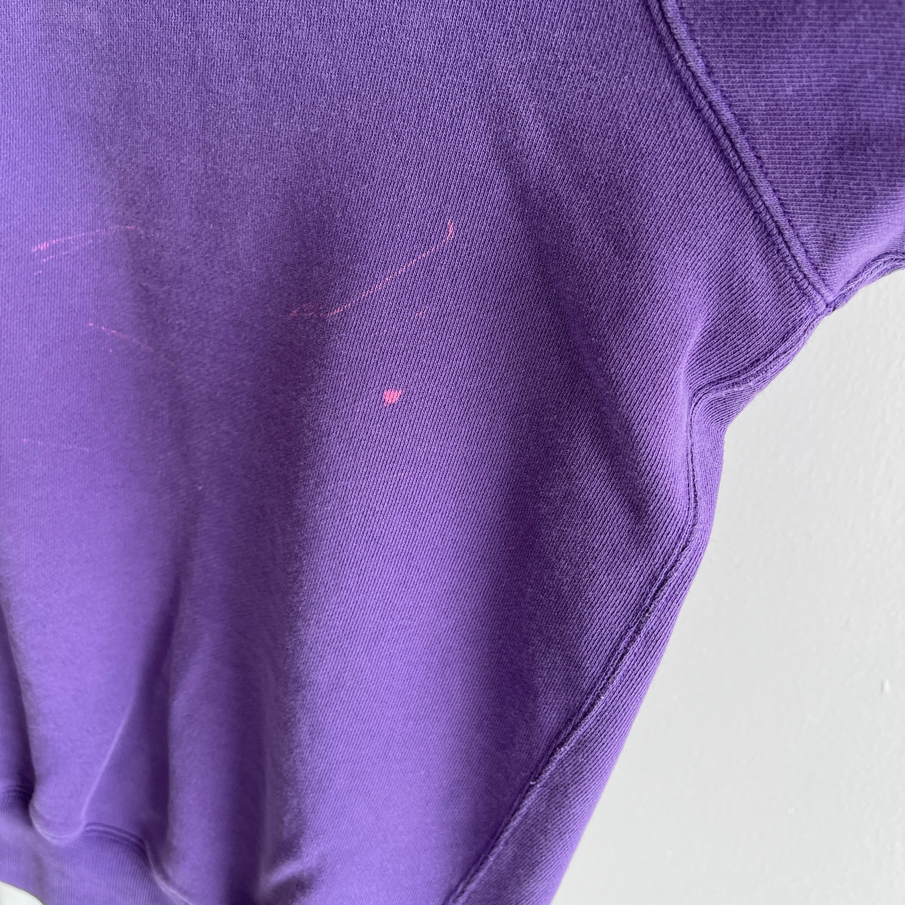 1990s Thrashed and Beat Up Soft Purple Raglan by Ralph Lauren / Polo