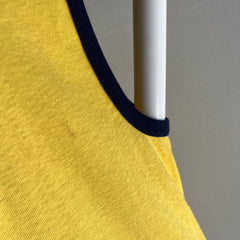 1970s Yellow with Navy Piping Knit Tank Top