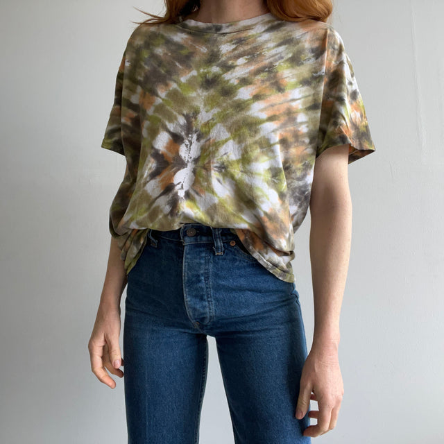 1980s RAD DIY Neutral Colored Tie Dye T-Shirt by Hanes