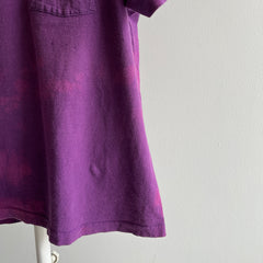 1980s Bleach Faded to Perfection T-shirt de poche violet par FOTL