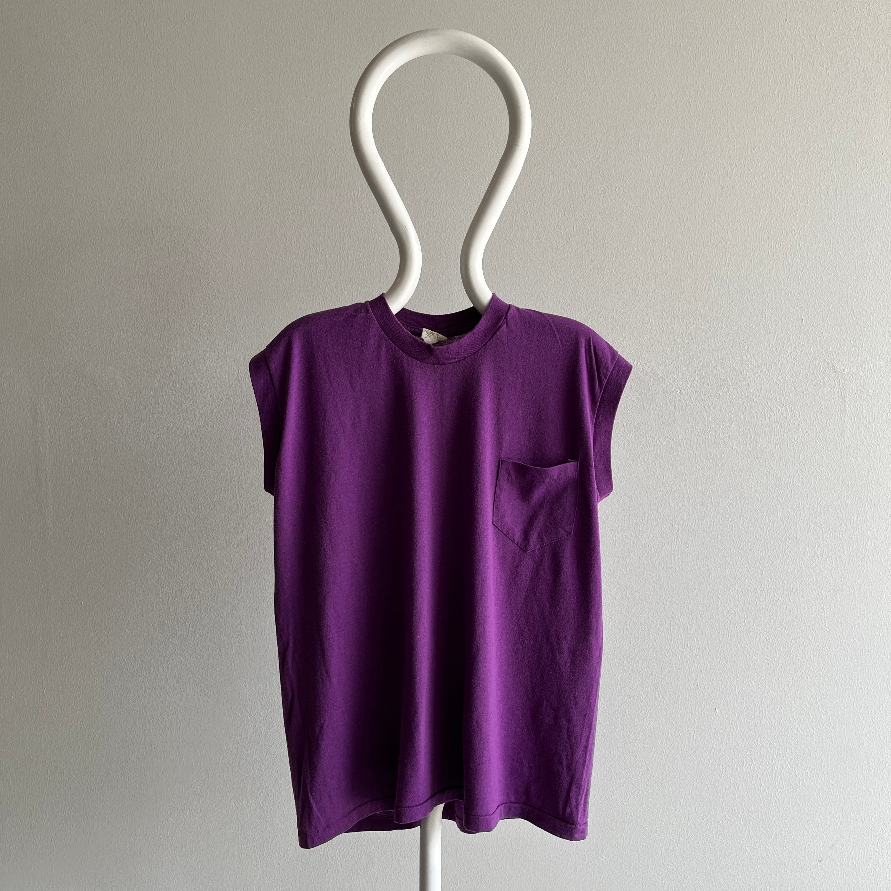 Débardeur de poche violet des années 1980 - LA marque ORIGINALE 