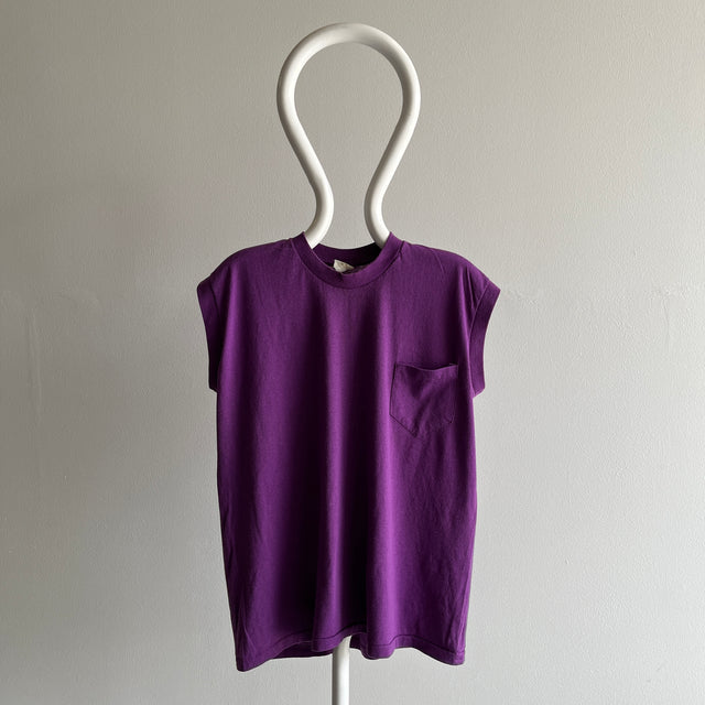 Débardeur de poche violet des années 1980 - LA marque ORIGINALE "Pocket Muscle"!