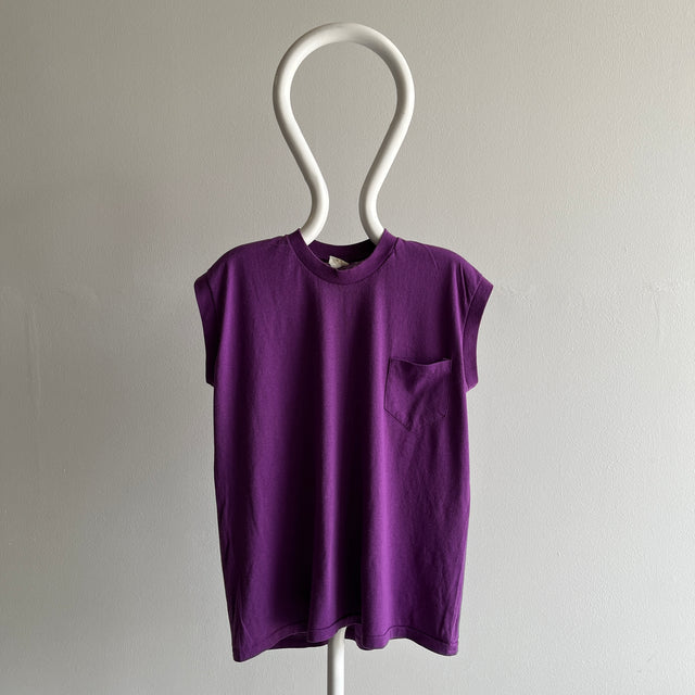 1980s Purple Pocket Muscle Tank - THE ORIGINAL "Pocket Muscle" Brand!