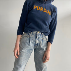 Sweat à capuche Purdue Wolf Brand des années 1970 - Taille plus petite - Goussets sous les aisselles