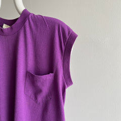 Débardeur de poche violet des années 1980 - LA marque ORIGINALE 