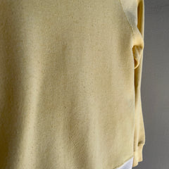 1980s Pale Yellow and White Raglan