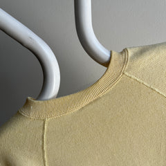 1980s Pale Yellow and White Raglan