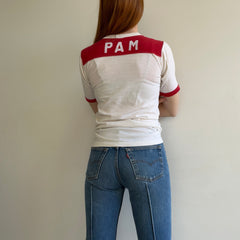 1970s DIY Varsity Manager (Pam on the Back) Football Style T-Shirt