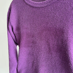 Thermique à manches longues en tricot gaufré violet des années 1970/80