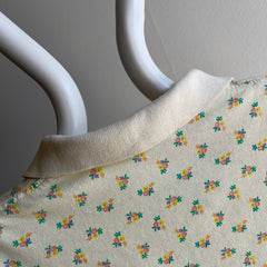 1980s LL Bean Floral Polo T-Shirt - Fabriqué aux États-Unis