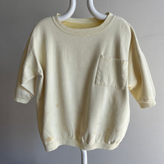 1980s Cotton Medium Weight Super Duper Stained 1/2 Sleeve Pocket Warm Up