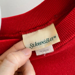 1980s Saint Johns Bay SUPER Stained - In A Cool Way - Blank Red Raglan