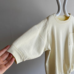 1980s Cotton Medium Weight Super Duper Stained 1/2 Sleeve Pocket Warm Up