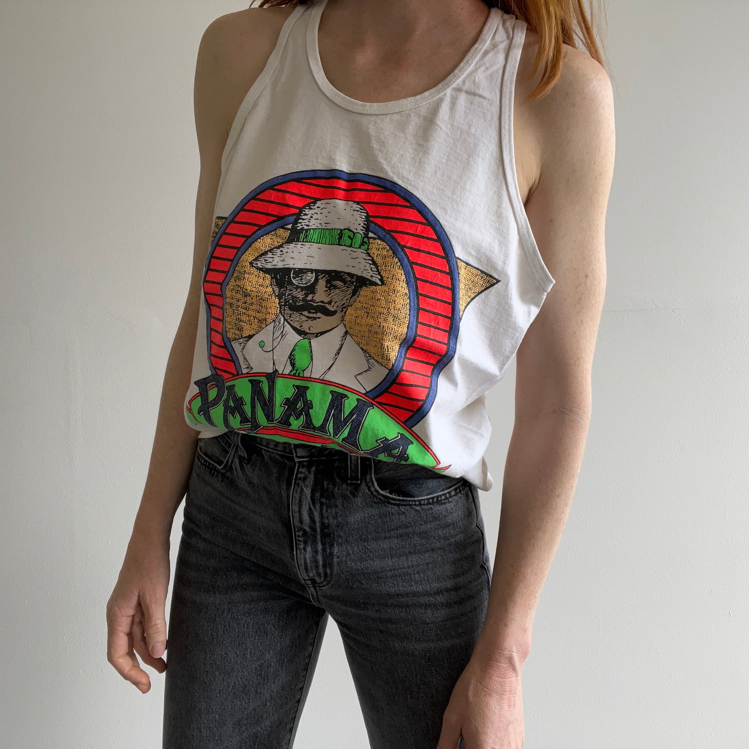 1980/90s Panama Jack Racer Back Cotton Tank Top