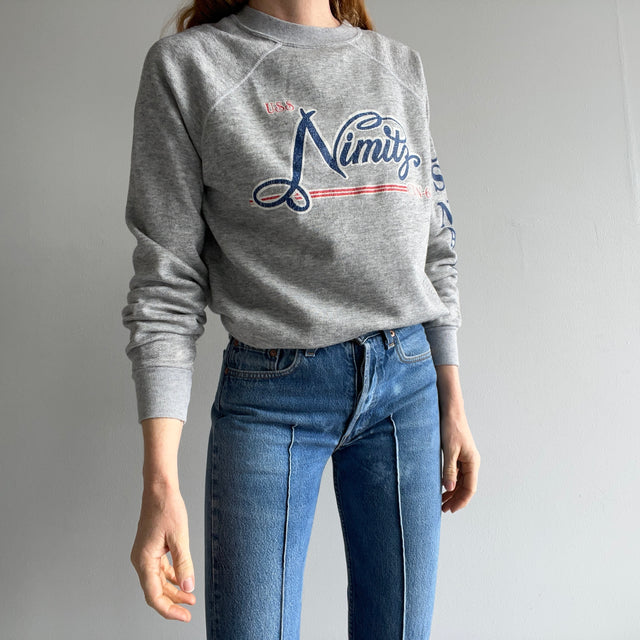 1980s USS Nimitz CVN-68 Navy Aircraft Carrier Sweatshirt