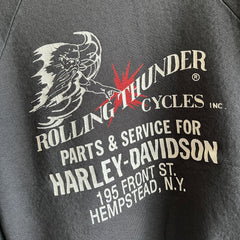 ÉPIQUE DES ANNÉES 1980 !!! Rolling Thunder Cycles Sweat-shirt avant et arrière Harley de petite taille