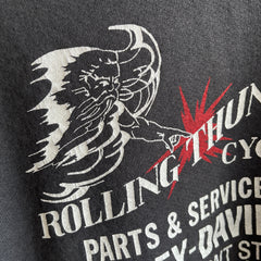 1980s EPIC!!! Rolling Thunder Cycles Harley Front and Back Smaller Sized Sweatshirt