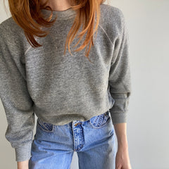 1970s Medium Gray Perfectly Basic Blank Soft Raglan Sweatshirt
