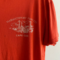 1980s SUPER COOL (and Stained) Harwichport Fish Co Cape Cod T-Shirt - The Backside Tho!