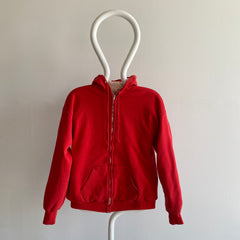 1980s (Early) Sweat à capuche zippé isolé rouge