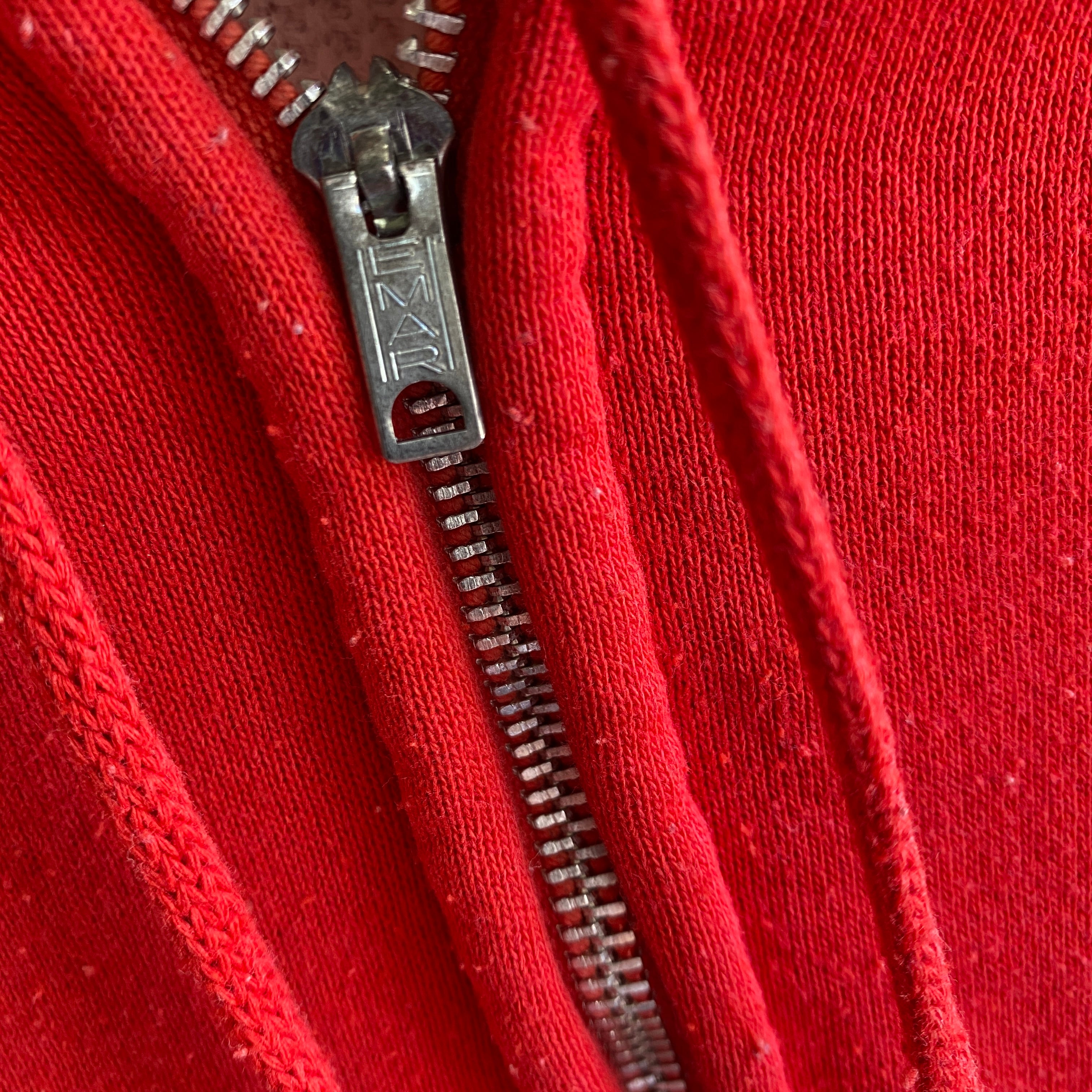 1980s (Early) Red Insulated Zip Up Hoodie