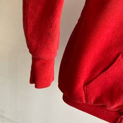 1980s (Early) Sweat à capuche zippé isolé rouge