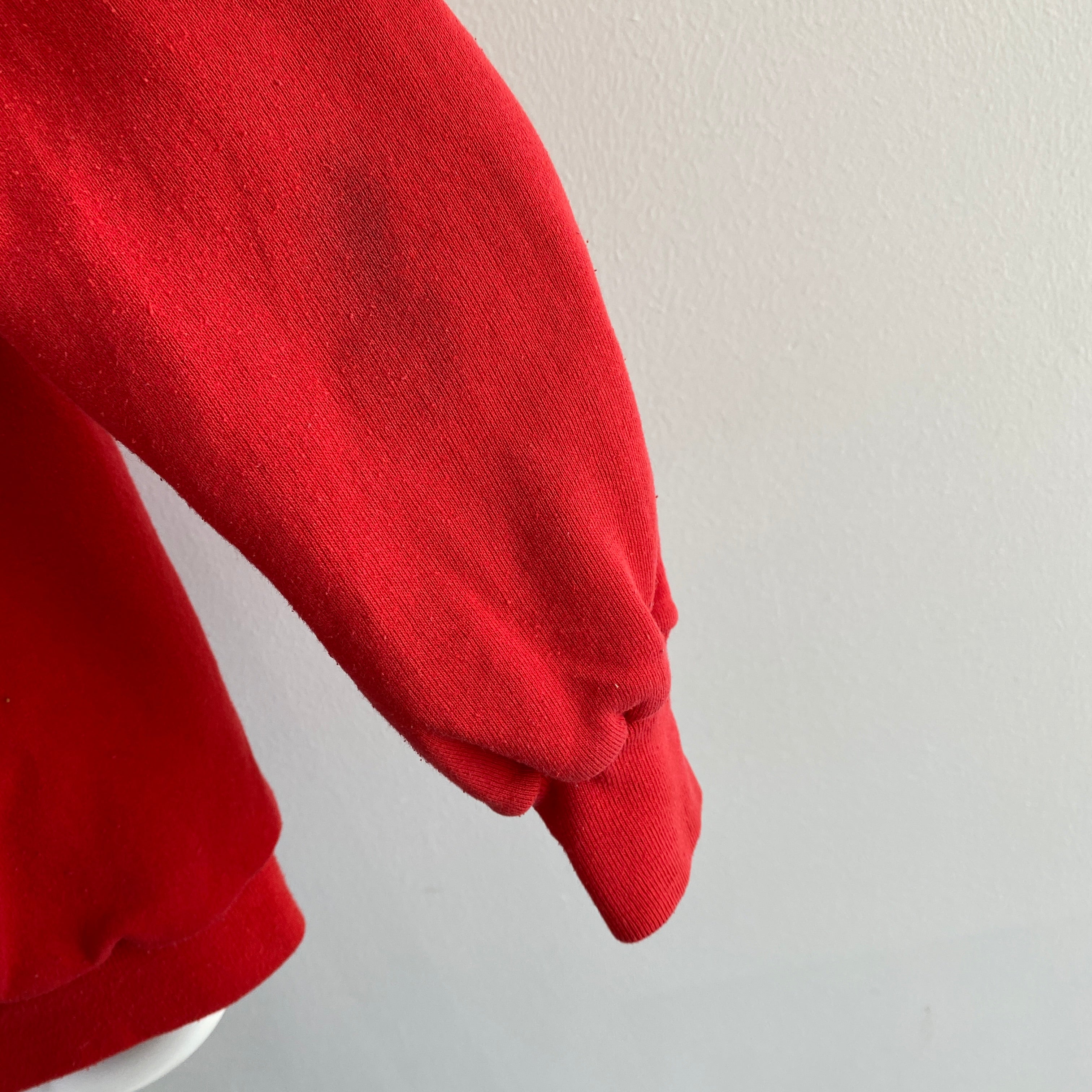 1980s (Early) Sweat à capuche zippé isolé rouge