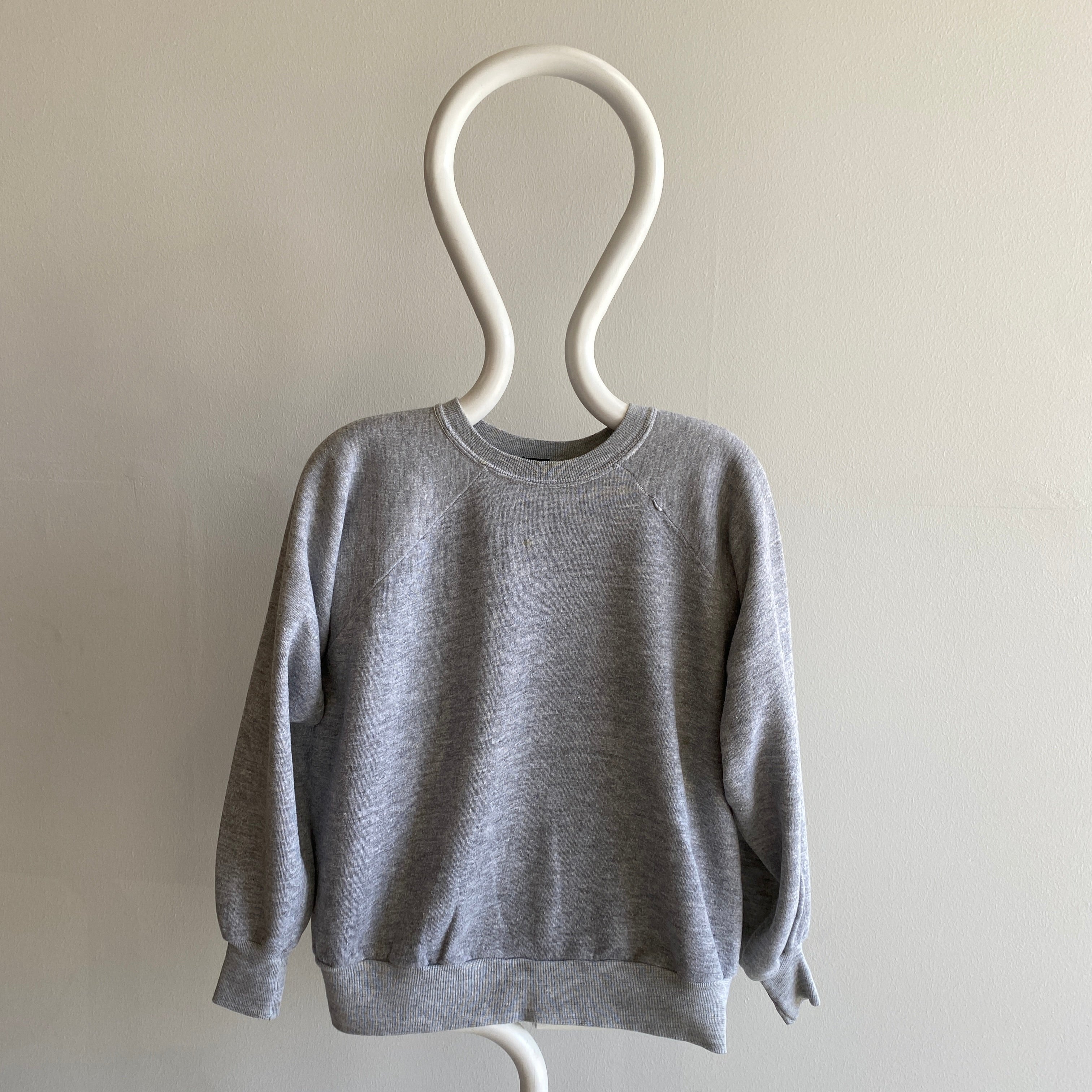 1980s Wrangler Blank Gray Raglan - Taché - Génial !