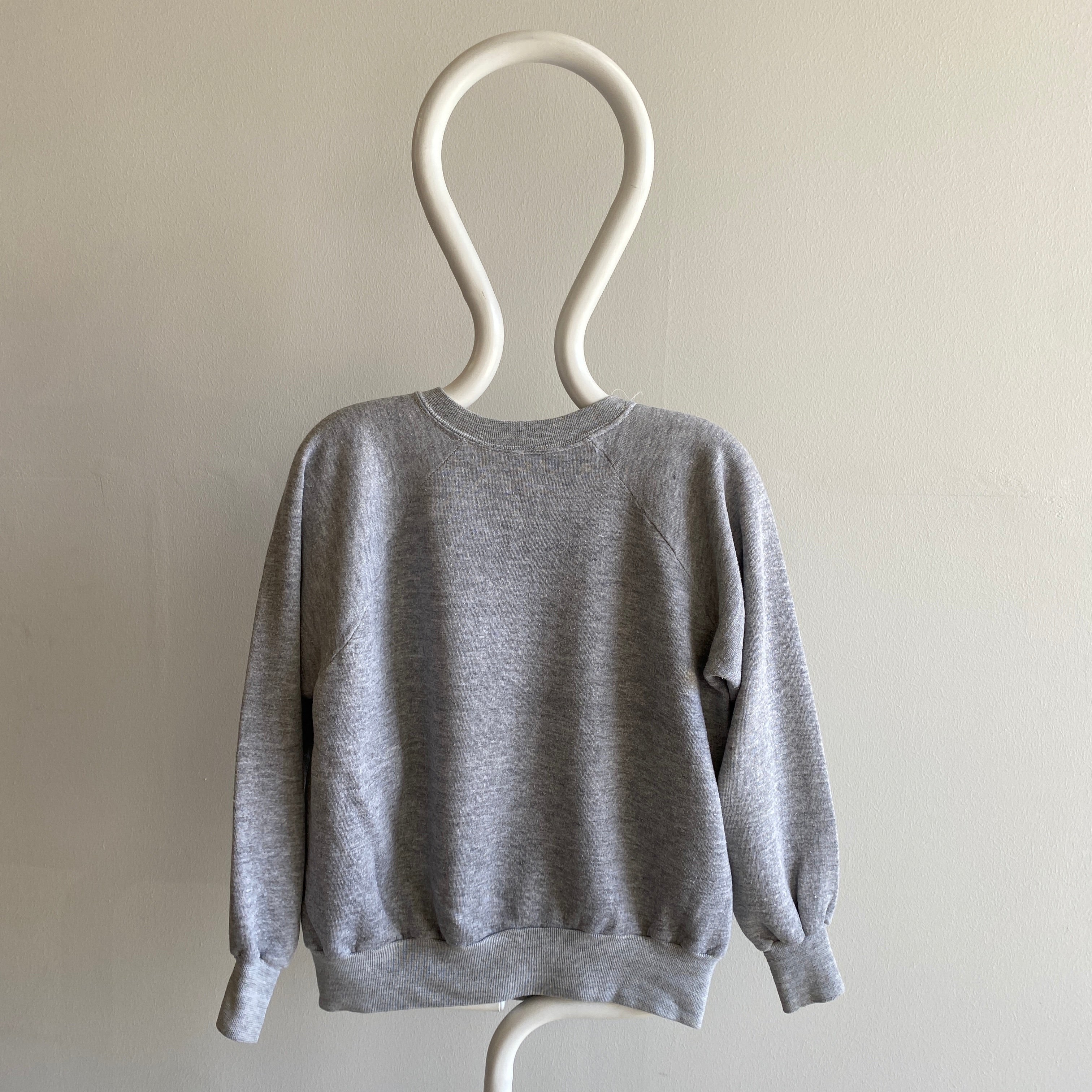 1980s Wrangler Blank Gray Raglan - Taché - Génial !