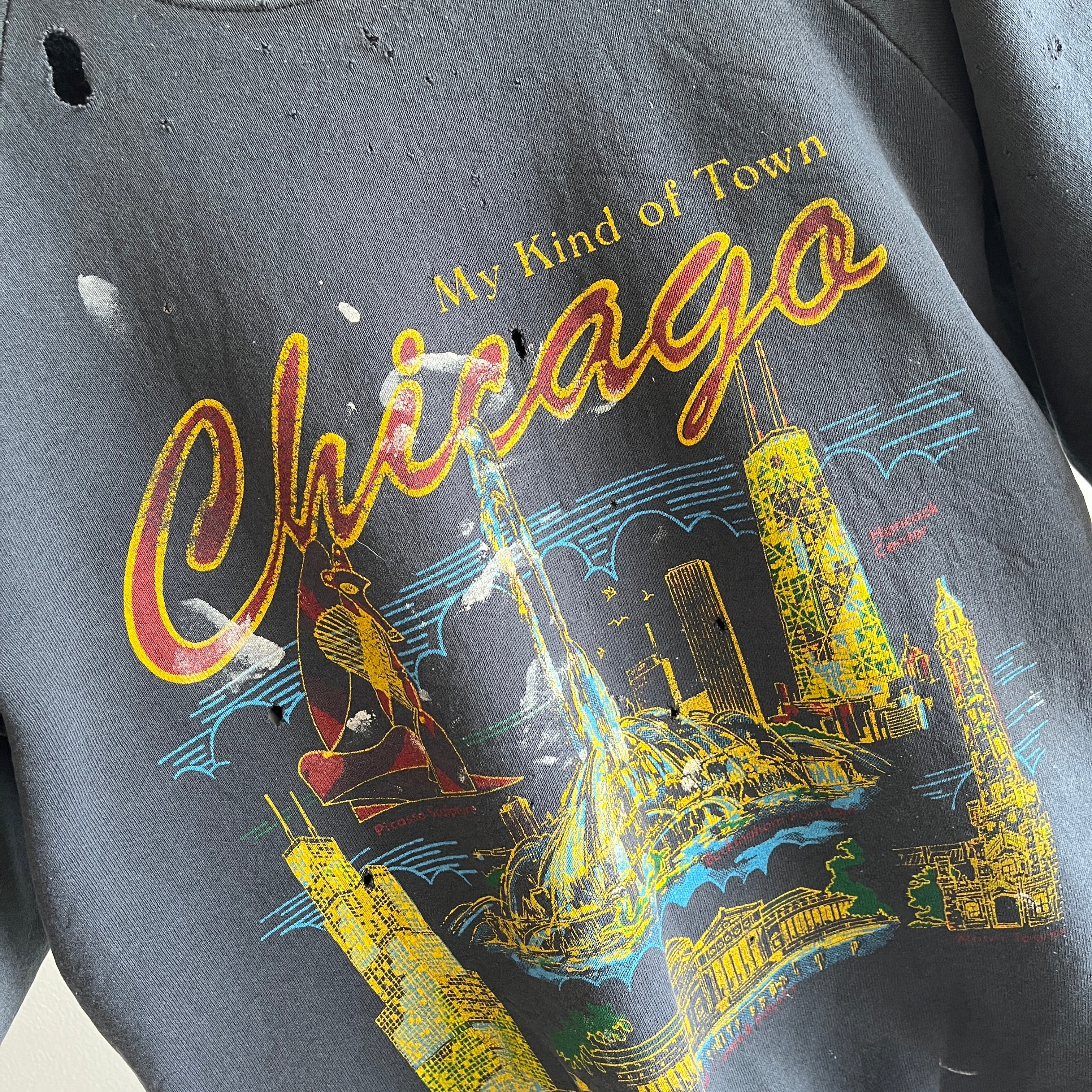 1980s Very Beat Up Chicago Graphic Cut Sleeve Sweatshirt - THIS. IS. RAD.