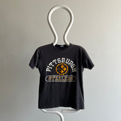 1970s Champion Blue Bar Brand Pittsburg Steelers Faded Smaller Sized Cotton T-SHirt