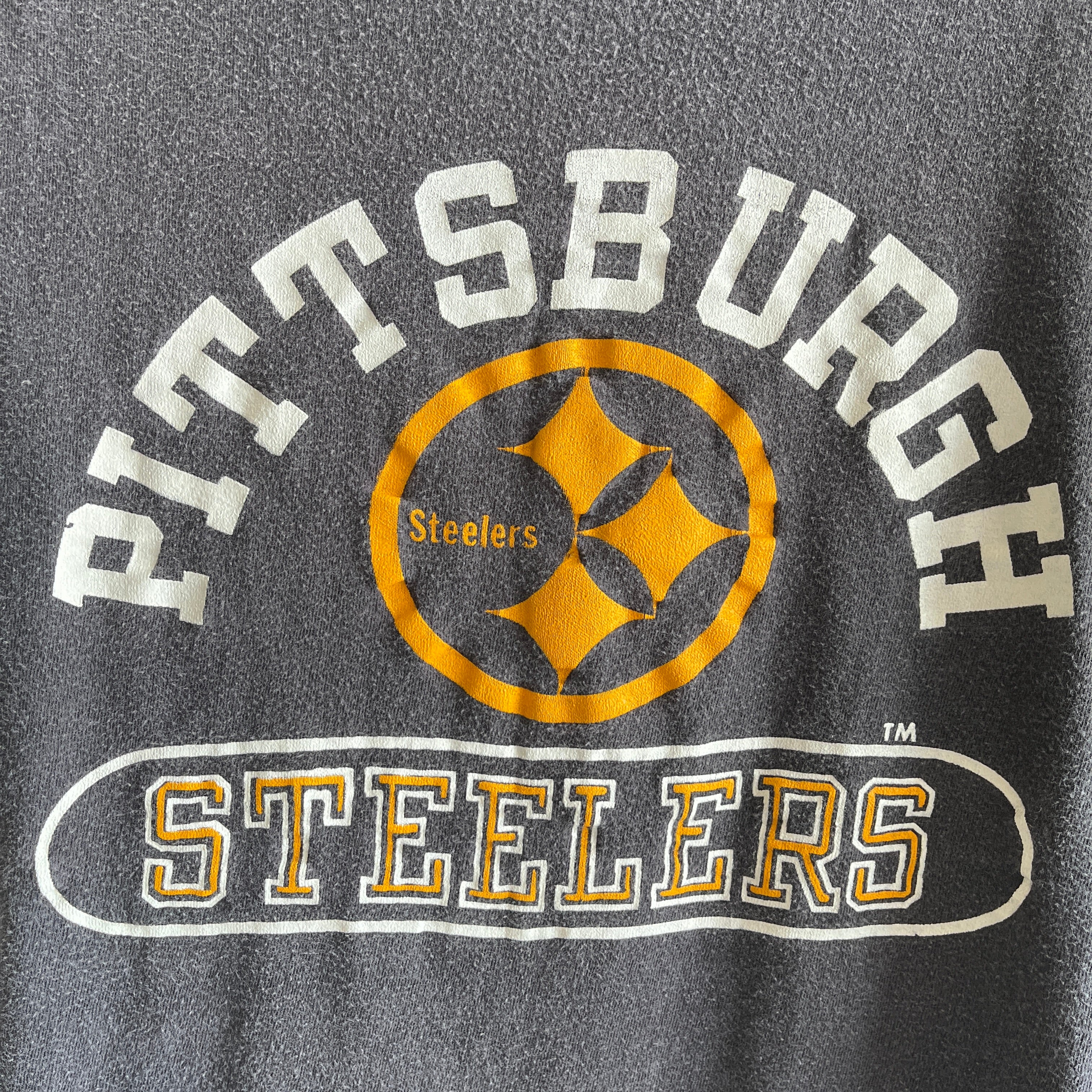 1970s Champion Blue Bar Brand Pittsburg Steelers Faded Smaller Sized Cotton T-SHirt