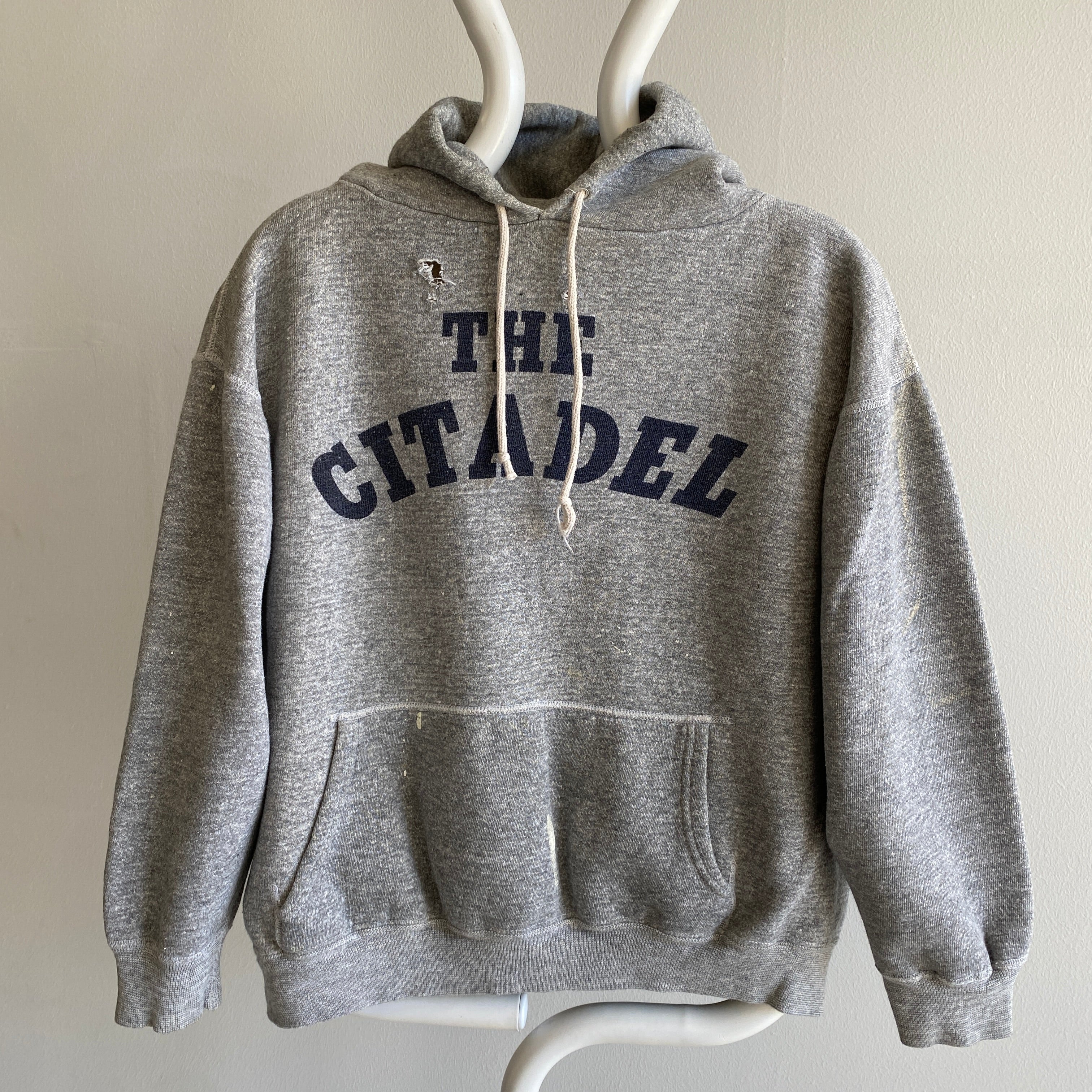 1960/70s The Citadel Paint Stained Perfectly Beat Up Extra Wonderful Gauge Pullover Hoodie