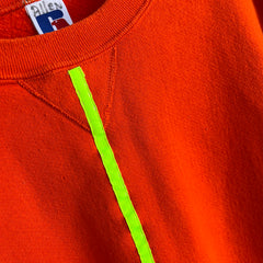 1990s DIY Orange and Neon Yellow Sweatshirt by Russell