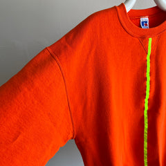 1990s DIY Orange and Neon Yellow Sweatshirt by Russell