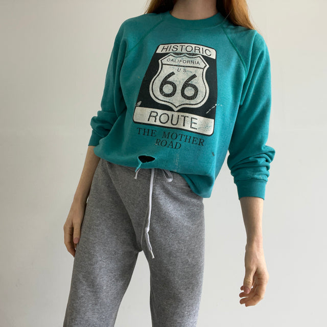 1980s Route 66 - The Mother Road - Sweat-shirt totalement battu à l'avant et à l'arrière