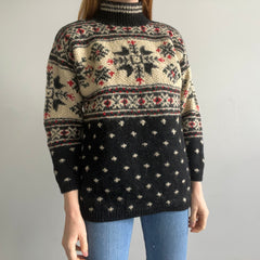 1990s Hand Knit Jones New York Winter Mock Neck Sweater