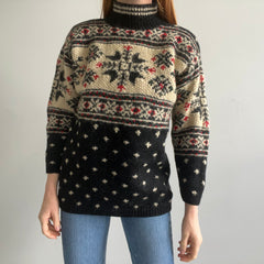 1990s Hand Knit Jones New York Winter Mock Neck Sweater