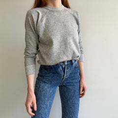 1980s Soft, Slouchy, Stained Blank Gray Raglan