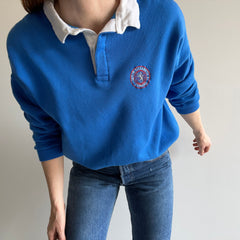 1980s Queen Elizabeth 2 Cunard Rugby Polo Sweatshirt - C'est un bateau de croisière