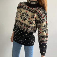 1990s Hand Knit Jones New York Winter Mock Neck Sweater